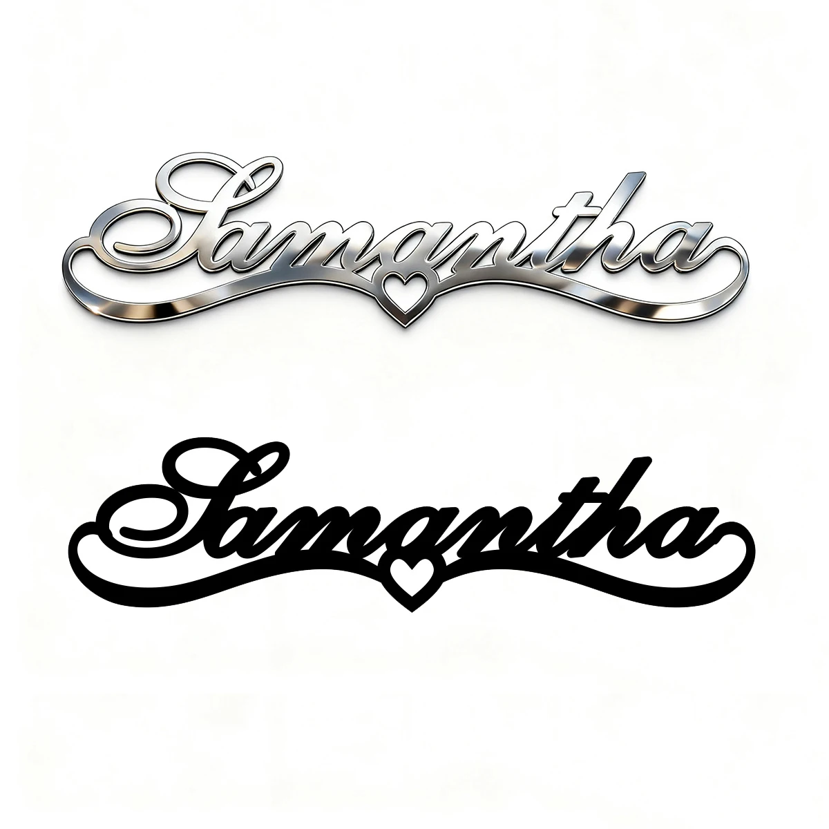 

1PC Silky Filigree Heart Custom Font Stainless Steel 3d Metal Stickers Piano Car Body Decal Accessories DIY Decaration Jewelry