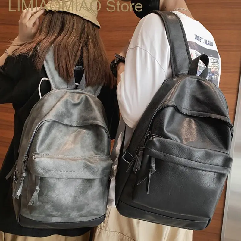 

New Large Backpack Women Leather Rucksack Men Travel Backpacks Black Shoulder School Bags for Teenage Girls Back Pack