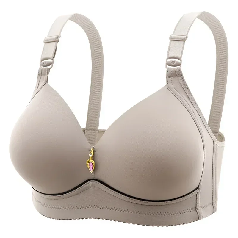 New Non-magnetic Thin Cup Glossy Fat Mm Bra Large Size No Underwire Comfortable Breathable Gathered Women\'s Underwear