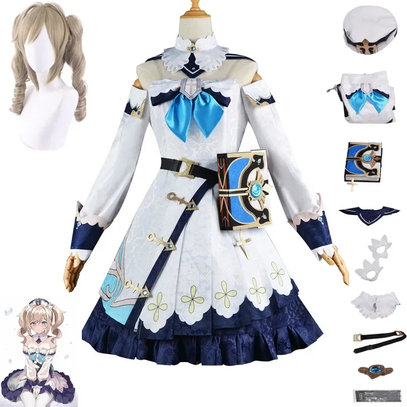 Anime Game Genshin Impact Barbara Gunnhildr Cosplay Costume Mondstadt Accessories Dress Wig Man Woman Kawaii Lolita Party Suit