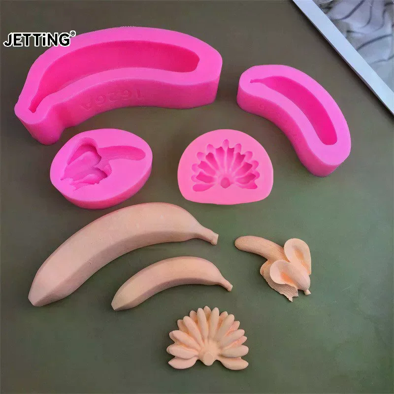 1Pc 3D Banana Silicone Mold Cake Plaster Banana DIY Making Candles Aromatherapy Soap Gypsum Baking Decoration Mold