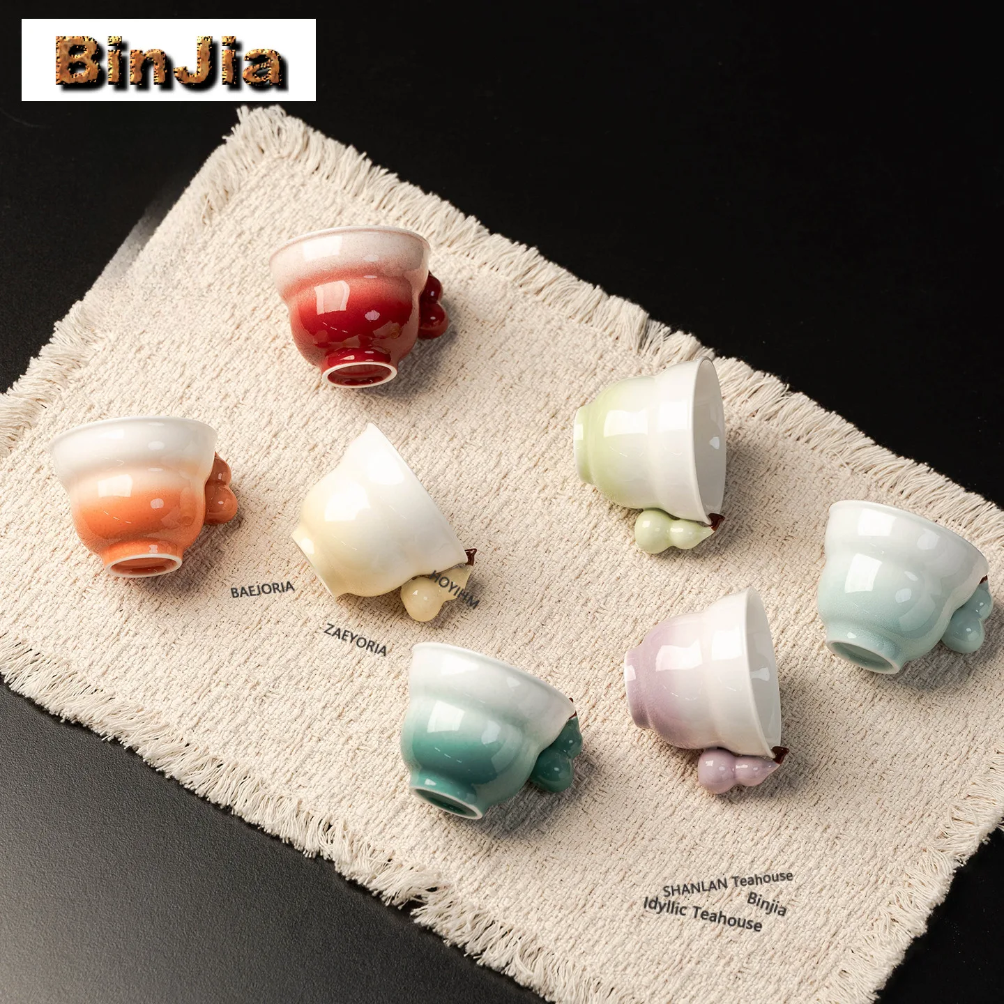 60ml Gradient Color Gourd-shaped Teacup Aesthetic Tea Bowl Sample Tea Cup Tea-tasting Meditation Cup Chazhan Master Cups Cha
