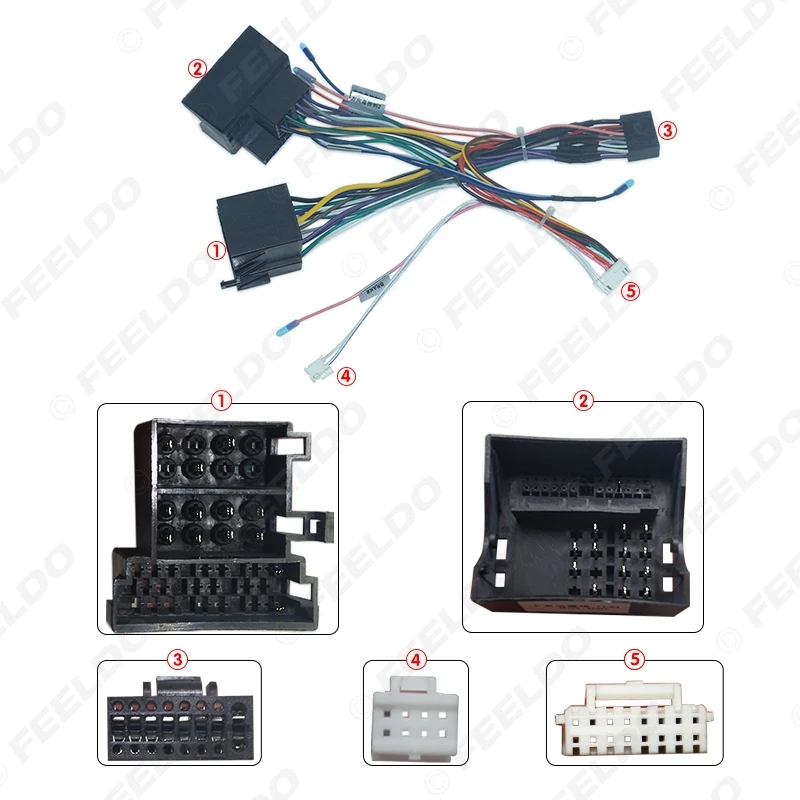 FEELDO سيارة الصوت Raddio 16PIN أندرويد مهائي كابلات الطاقة لبورشه كايين (03-10) مشغل أقراص مضغوطة/DVD الأسلاك تسخير #2