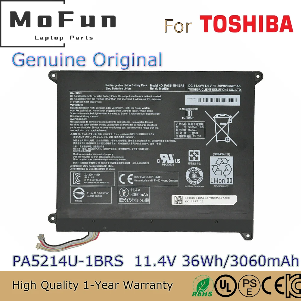 

Brand New Original PA5214U-1BRS 11.4V 36Wh Laptop Battery for Toshiba Portege WT20-B WT20-B-106 Z20T-B-110