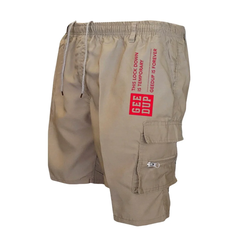 Summer men's Workwear Shorts, thin Multi-pocket Outdoor casual Sports shorts, Beach pants, And fashionable Letter-printed pants