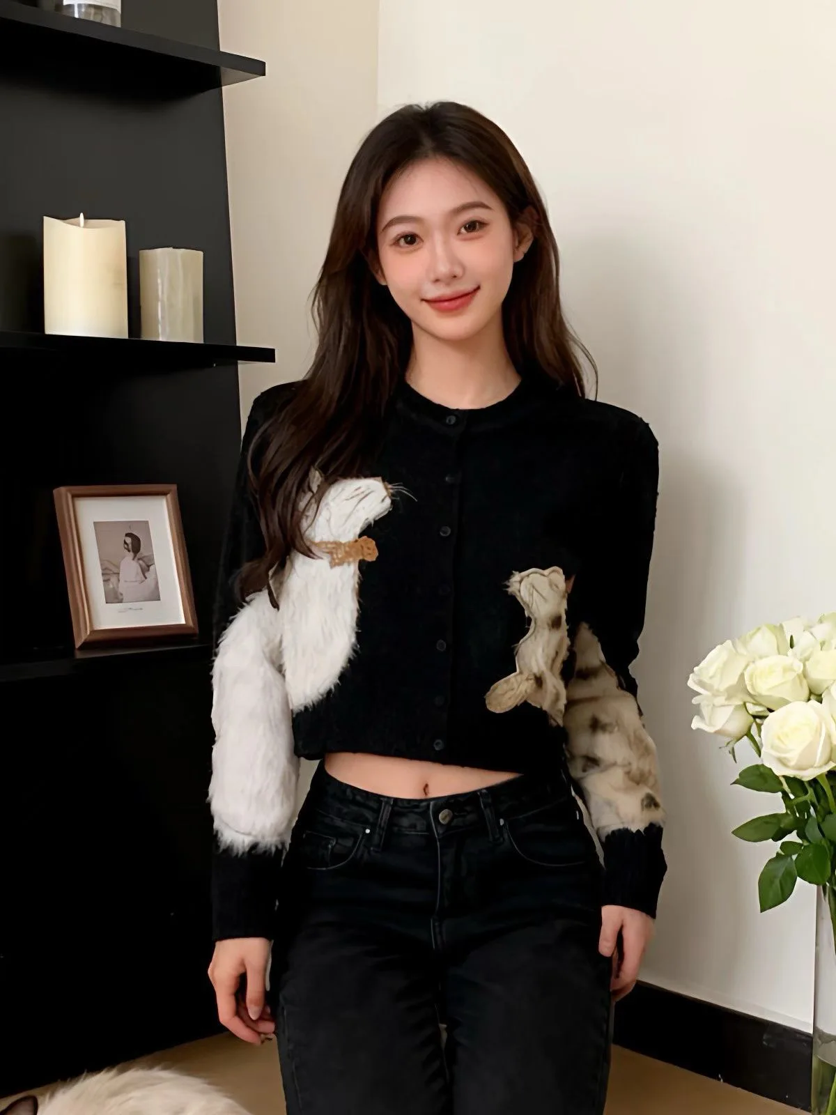 ثلاثية الأبعاد أفخم القط تصميم المتضخم سترة 2026 جديد هريرة نمط سترة مريحة ولطيف الخريف بلوفر شتوي لينة المتسكعون