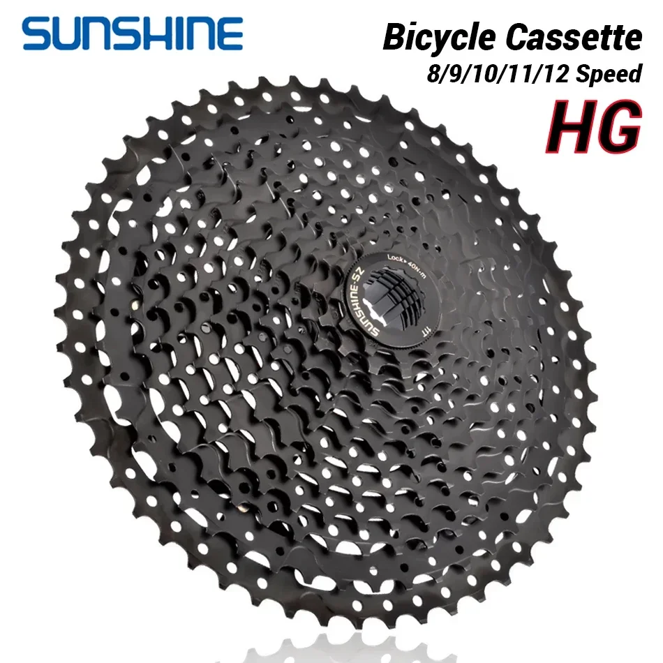 SUNSHINE-SZ Bicycle Cassette Black Mountain Bike Freewheel 8/9/10/11/12 Speed HG Flywheel for SHIMANO HG Structure Specification