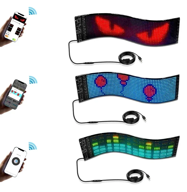 BOTAI Scheda segnaletica LED flessibile con controllo app programmabile Personalizza la matrice led del pannello per auto con schermo intelligente