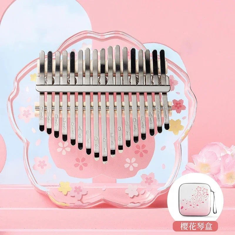 

Transparent Acrylic Kalimba for Beginner, Cherry Blossoms, Chromatic Kalimba, Thumbs Piano, Musical Keyboard, Nice Gifts