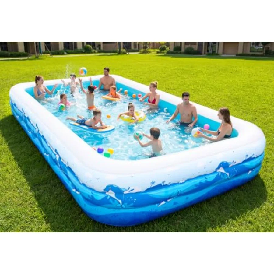 

Extra Large Inflatable Pool for Adults 165x76x22 Backyard Outdoor Summer Water Party 0.6mm PVC Animal Print Durable Spacious