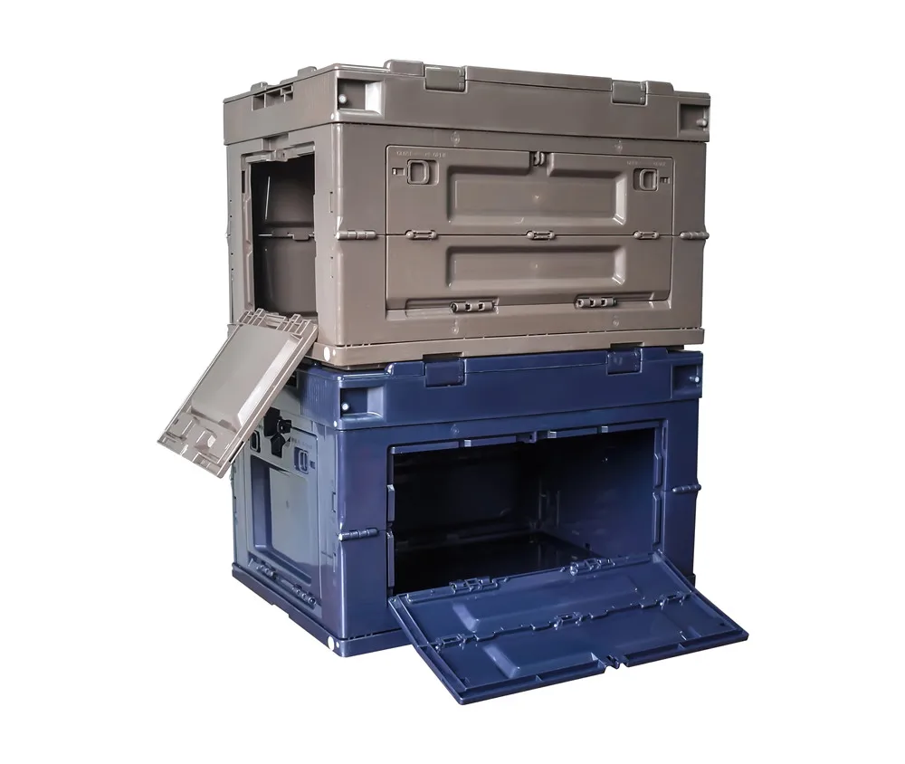 تعزيز اللون الأزرق الداكن 50L التخييم تخزين المنزل صندوق تخزين بلاستيكي قابل للطي بن