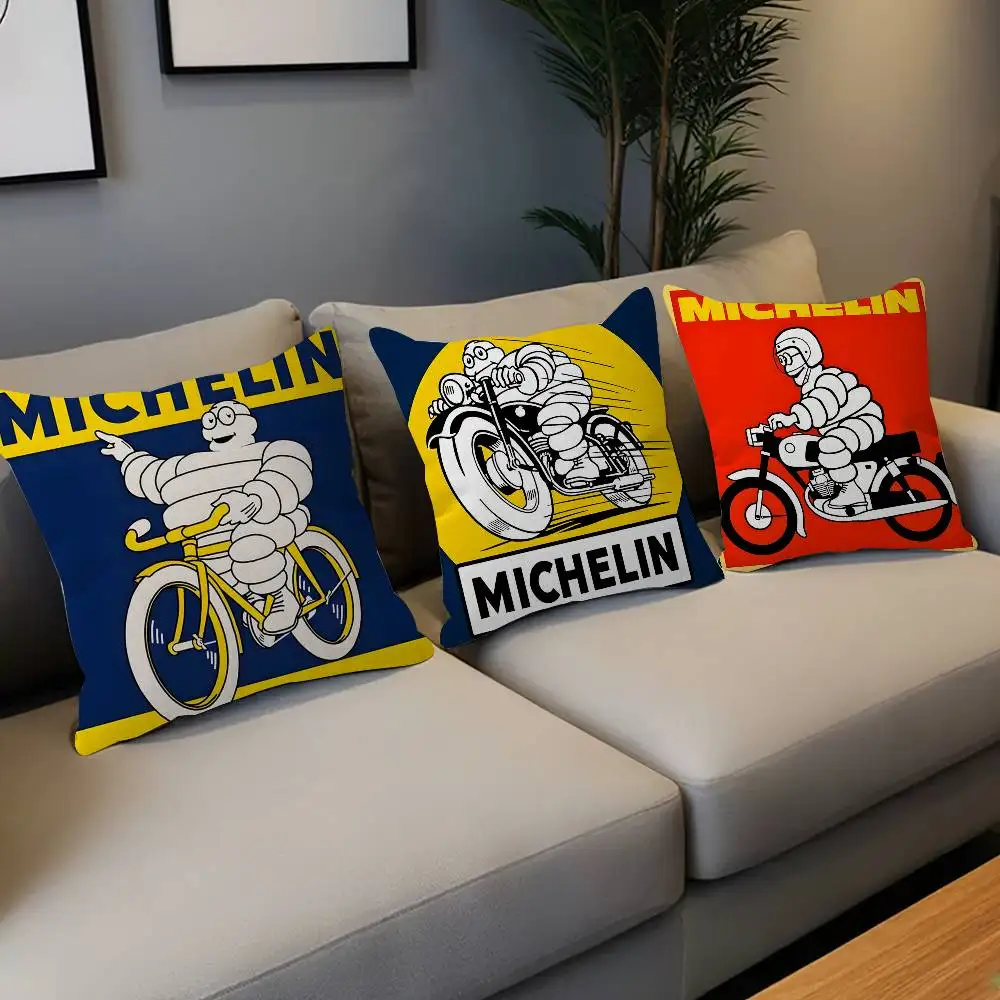 M-Michelins Logo Office Cushion Pillowcase Car Cushion Cover45X45CM Lumbar Pillowcase Sofa Pillowcover
