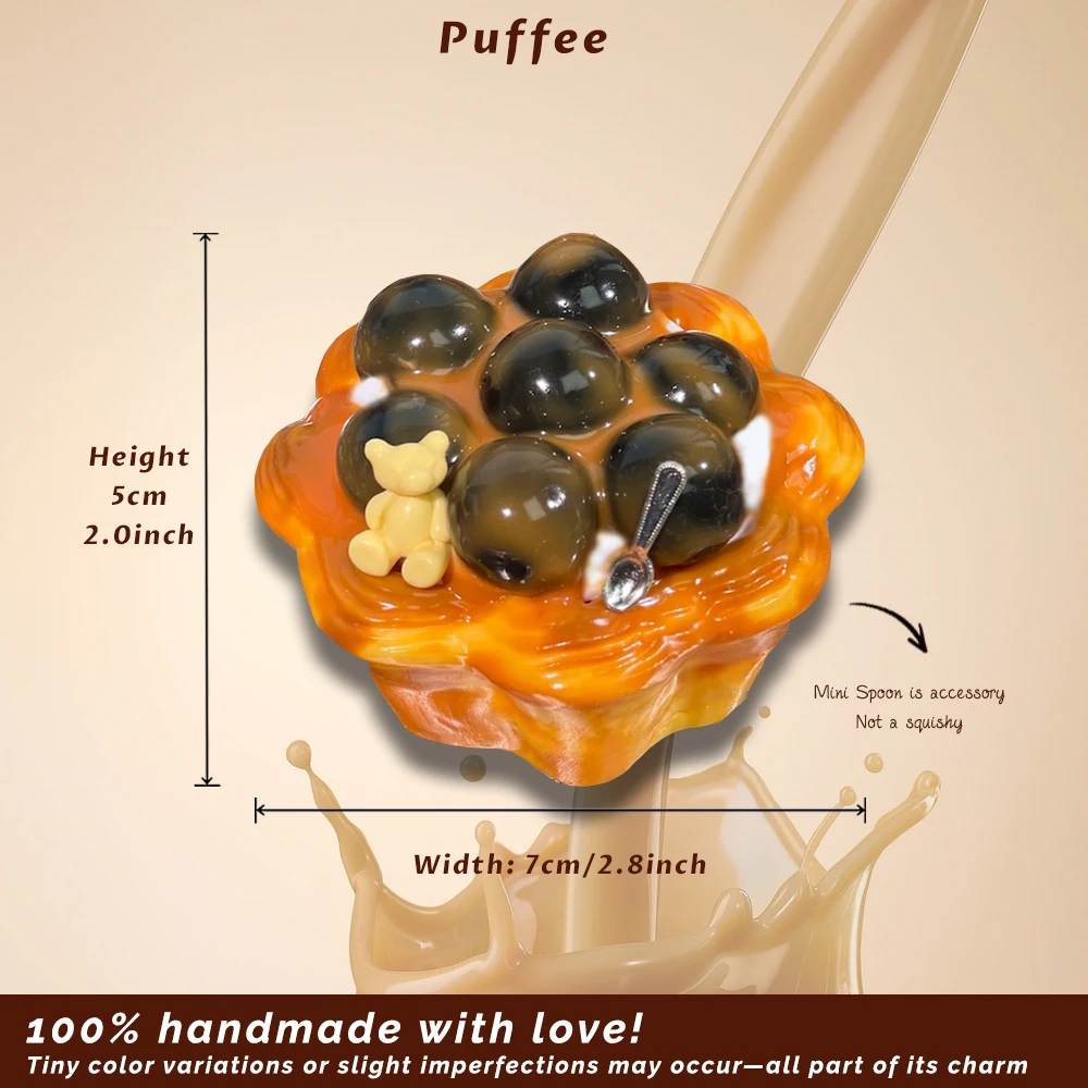 バブルタルトトースト食品グレードのシリコーンスクイーズおもちゃ、手作りタバスクイーズ、クリーミーなソフト粘着性の遅いリバウンドスクイーズおもちゃ、ボバ