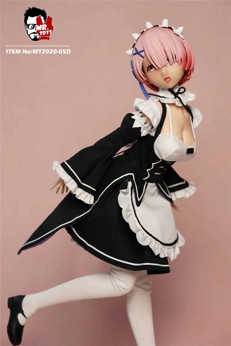 In magazzino MR.TOYS MT2020-05 1/6 Anime Girl Rem Ram Maid testa delicata scultura cameriera abbigliamento modello Fit 12 ''Action Figure femminile