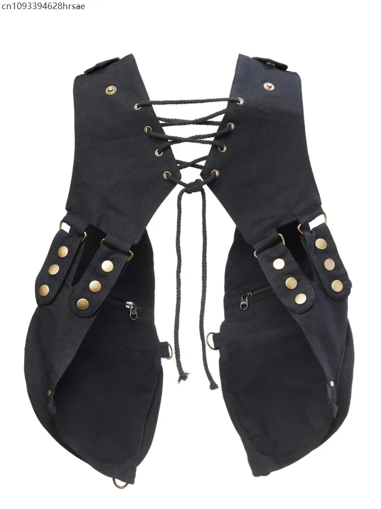 

Steampunk Vintage Double Shoulder Bag Men Women Retro Underarm Bag Gothic Waist Pack Prop for Cosplay Motorcycle Travel