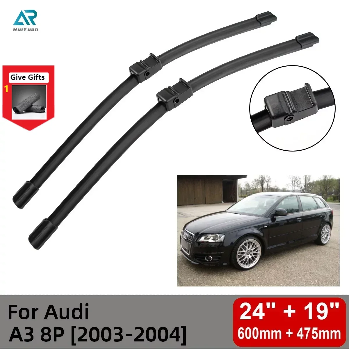 

Щетки стеклоочистителя передние для Audi A3 8P 2003-2004, 24 дюйма + 19 дюймов, 2003 2004