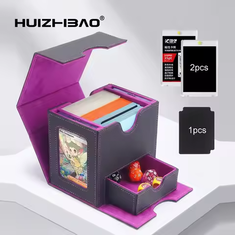 card Deck Box for MTG, Double Storage Box with 2 Commander Display &amp; 1 Dice Tray, Organizer for TCG for Pokemon for YuGiOh