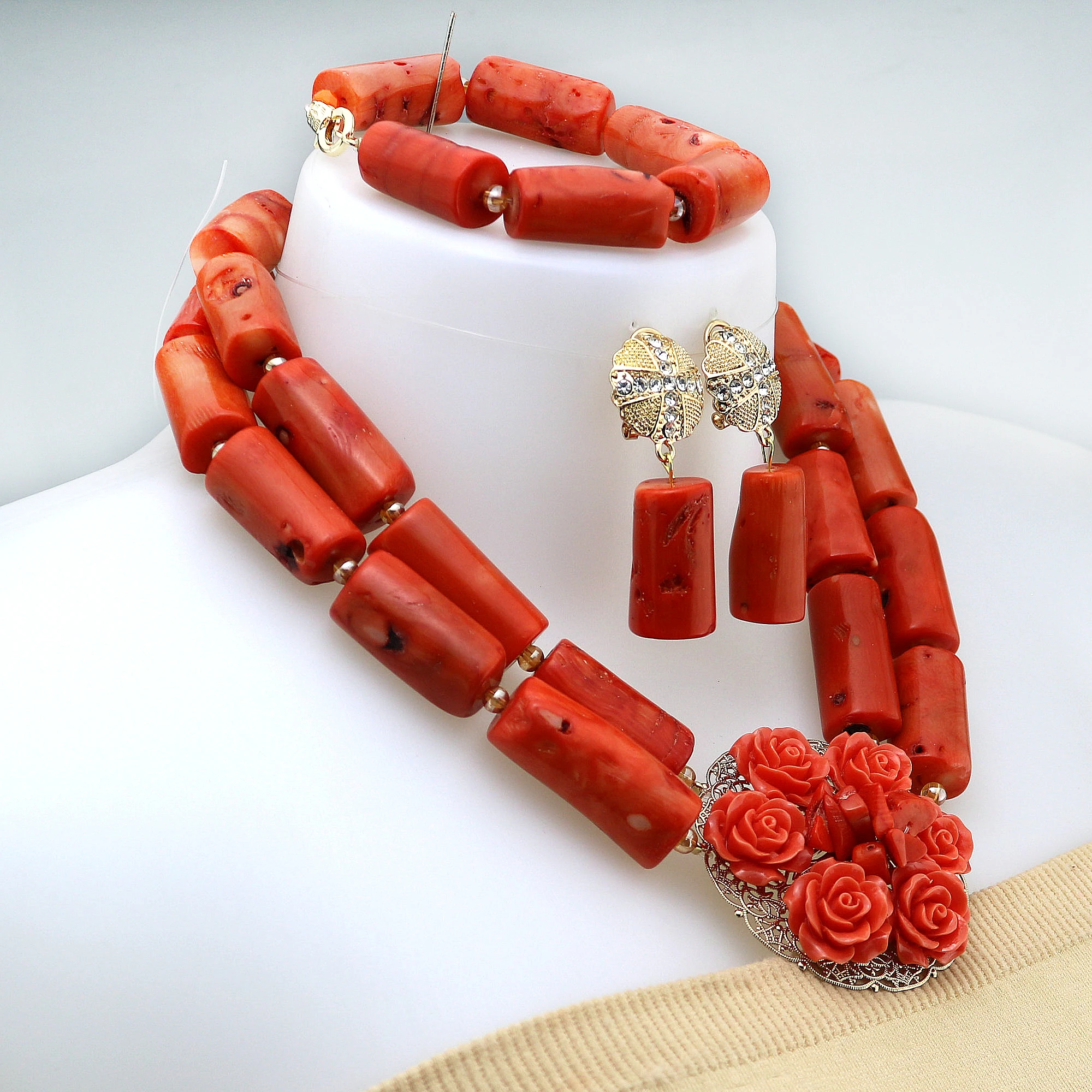 Nigerian Jewelry Set Indian Necklace Sets Latest Coral Jewelry Sets of Beads African Bridal Jewelry Sets