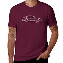 SAAB 900 - Single Line T-Shirt summer top korean fashion Short sleeve tee men