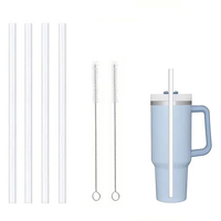 4/812pcs Replacement Straw Compatible for Stanley 20 oz 30 oz 40 oz Cup Tumbler, Clear Reusable Straws with Cleaning Brush