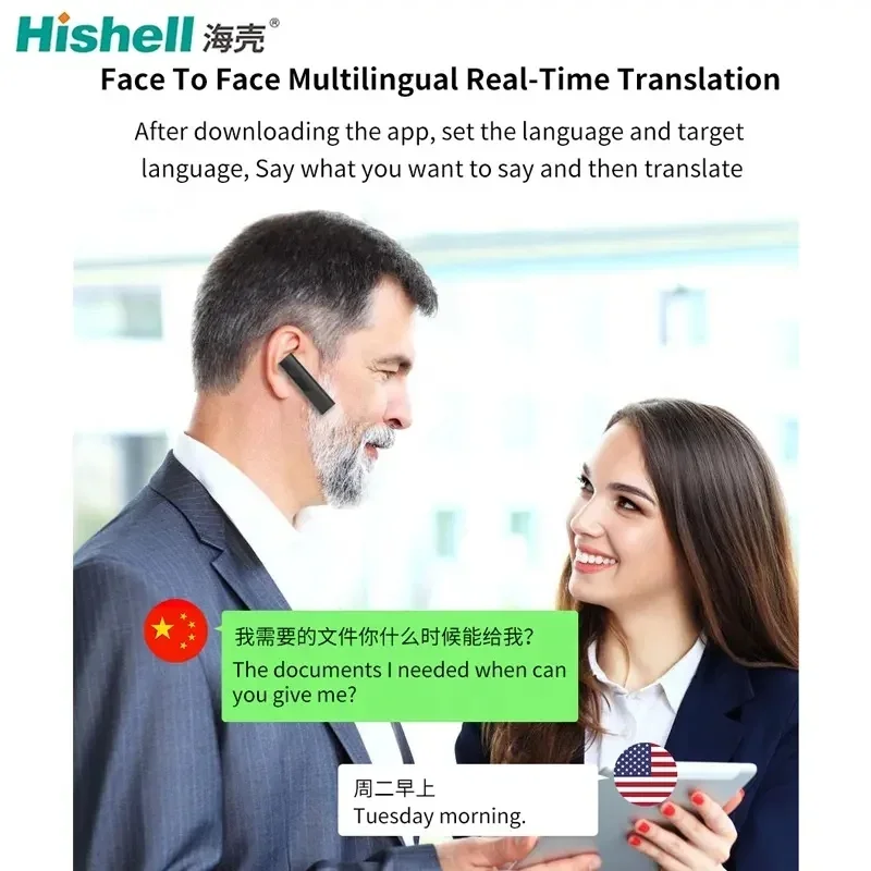 Real-Time Translation Headset 40 Languages Instant Interpreting Wireless Earphone V5.0 200mAh Headset Translator Earphones