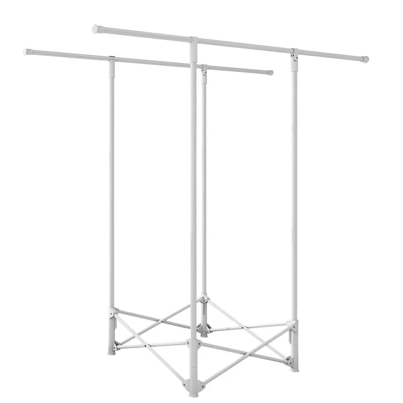 Clothes drying rack indoor household floor folding installation-free single pole type bedroom small apartment balcony drying