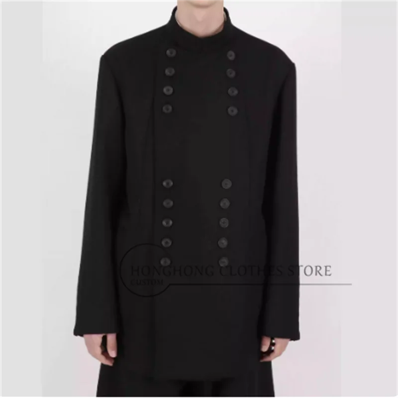 

Original design double breasted stand collar casual short suit jacket