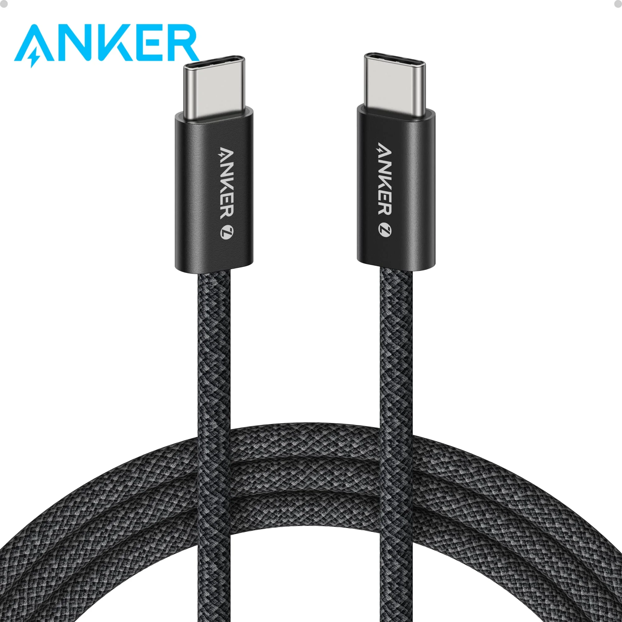 كابل Anker Zolo USB C إلى USB C، كابل شحن سريع من النوع C مضفر وخالي من الأوساخ، موصل نحيف، لسلسلة iPhone 16، MacBook
