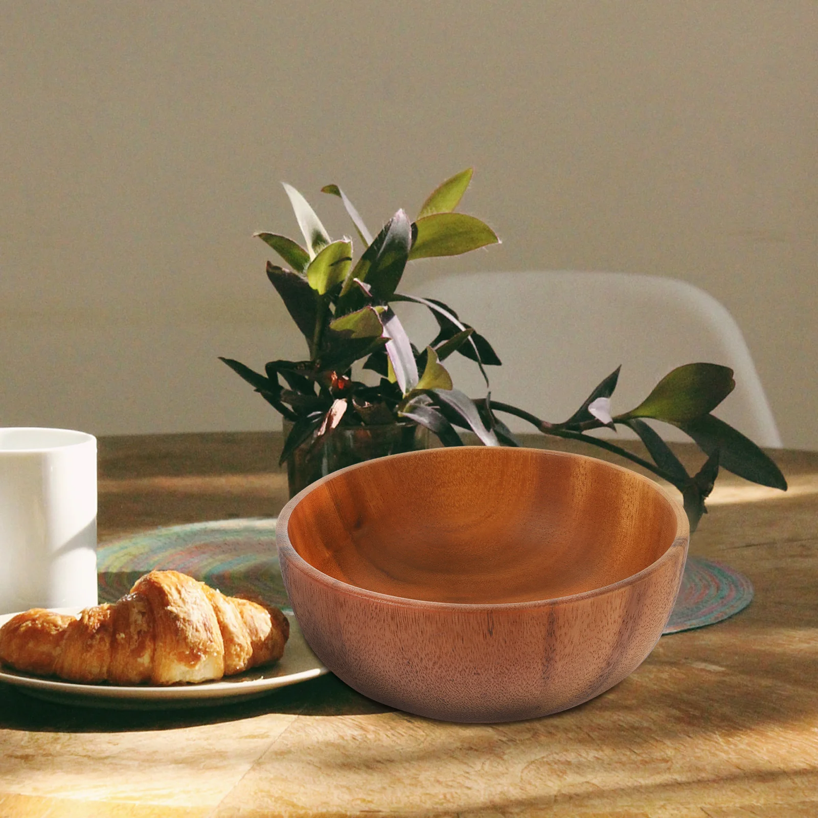 

Log Rice Bowl Round Serving Salad Container Bowls Wood for Kitchen Fruit Shopping