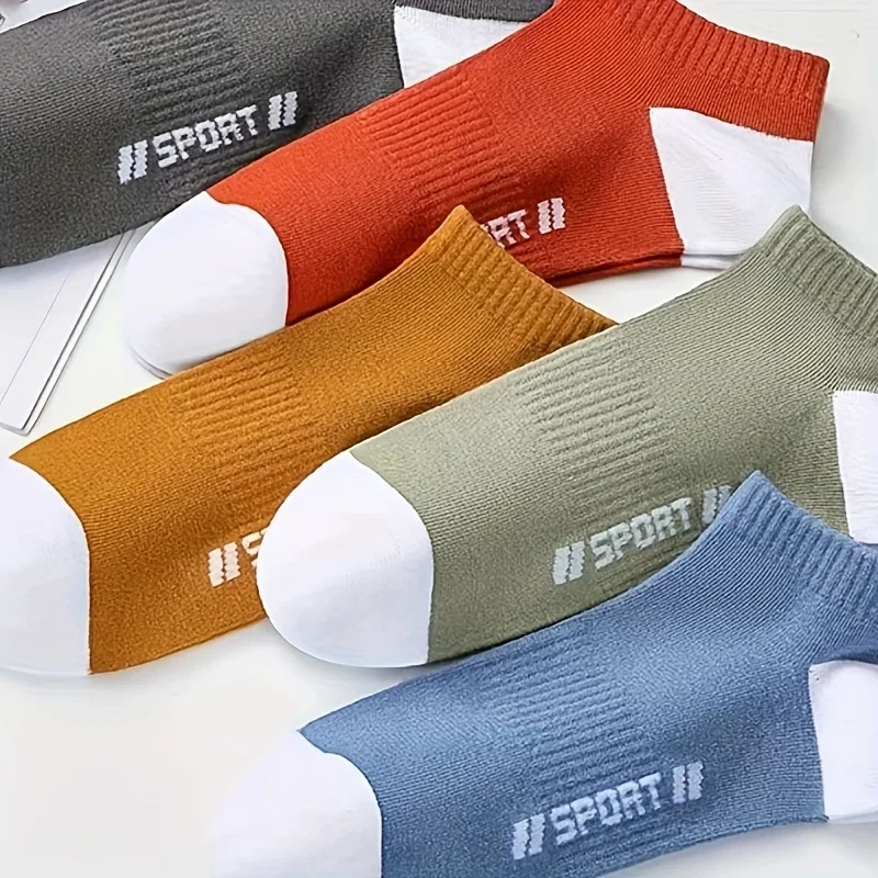 5-Pairs Set Unisex Ankle Socks - Sweat-Absorbing, Low-Profile No-Show Socks - Image 2