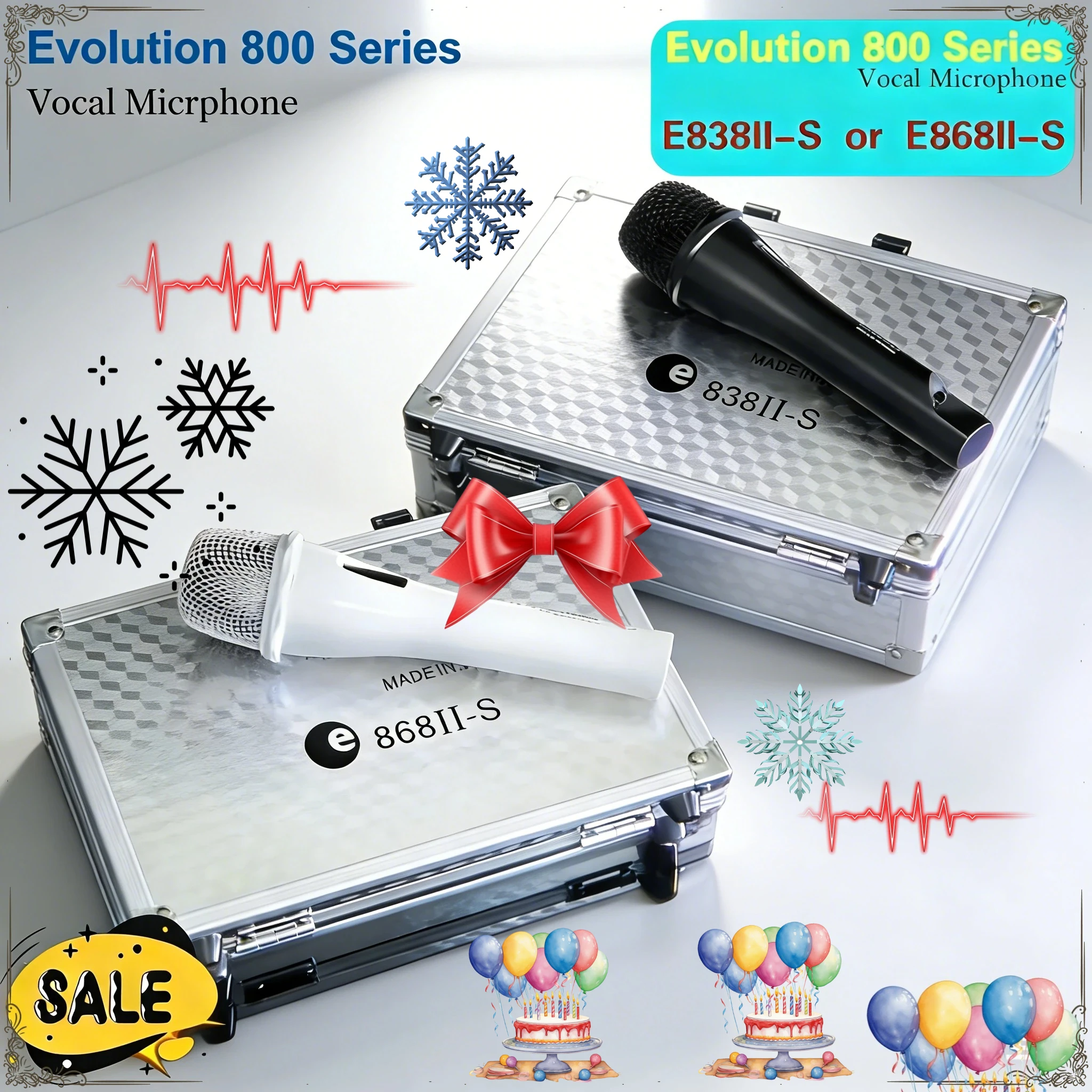 

Профессиональный динамический микрофон E838II-S-Black-S-WhiteE868II-S для караоке, прямых трансляций, пения, конференций и выступлений