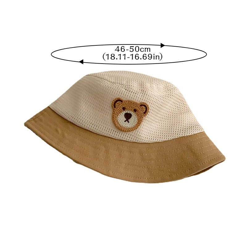 Cute Bear Toddler Kids Mesh Breathable Sun Hats Baby Summer Bucket Hat Outdoor Beach Boy Girl Panama Fisherman Cap