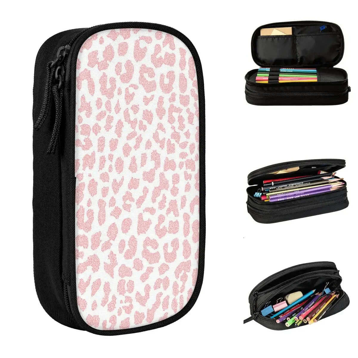 

Pale Coral Leopard Pencil Case Pink Aesthetic Abstract Geo Modern Pencilcases Pen Box Pencil Bags School Supplies Stationery