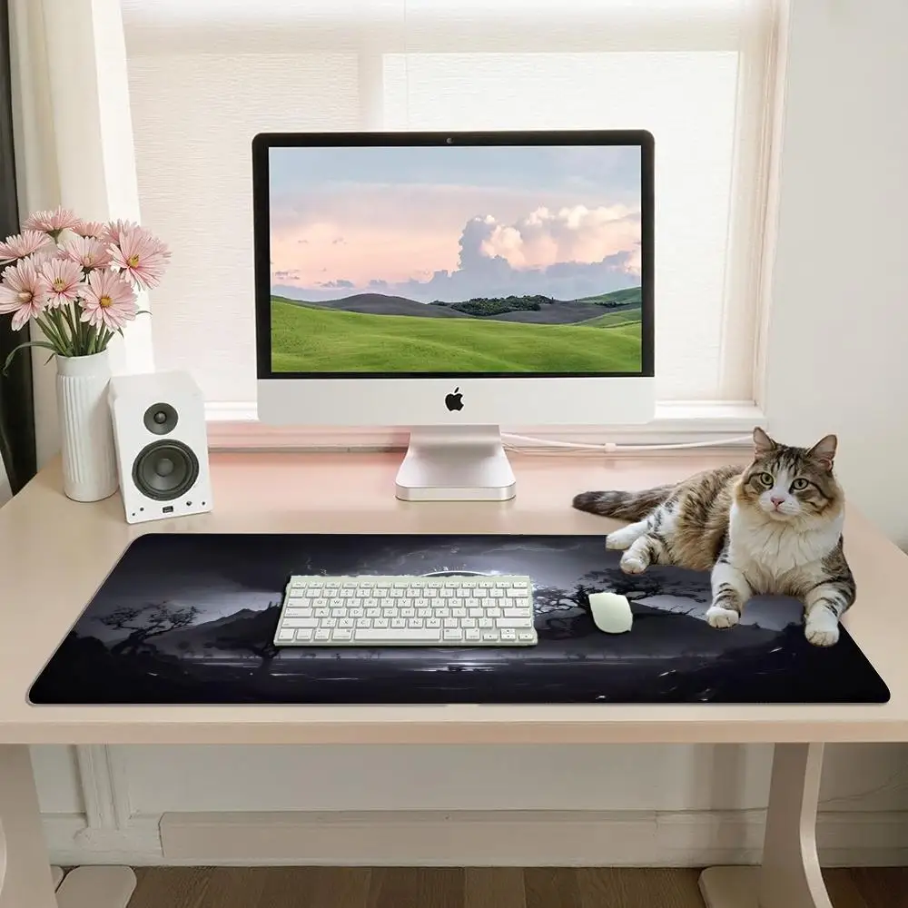 Dark Fantasy Castle Black Hole Large Mouse Pad Mystic Scenery Non Slip Extended Desk Mat Office Keyboard Table Mat