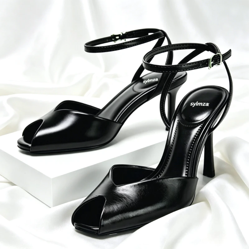 White Soft Leather PU Ankle Strap Heeled Sandals Women Sexy Peep Toe High Heels Elegant Wedding Bridal Shoes Sandalias De Mujer