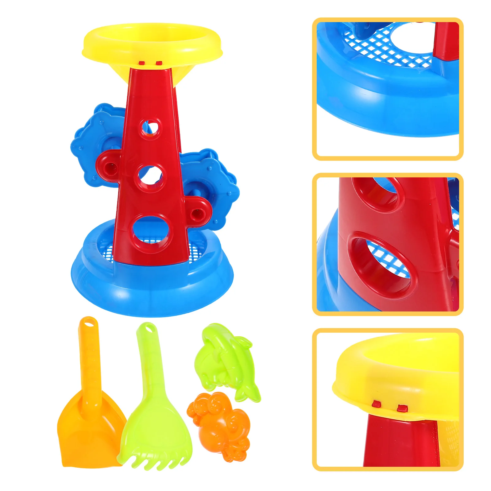 5PCS Plastic Beach Toys Set Sand Bucket Toy Sand Clock for Beach Kids Playing Outdoor Plastic Toy