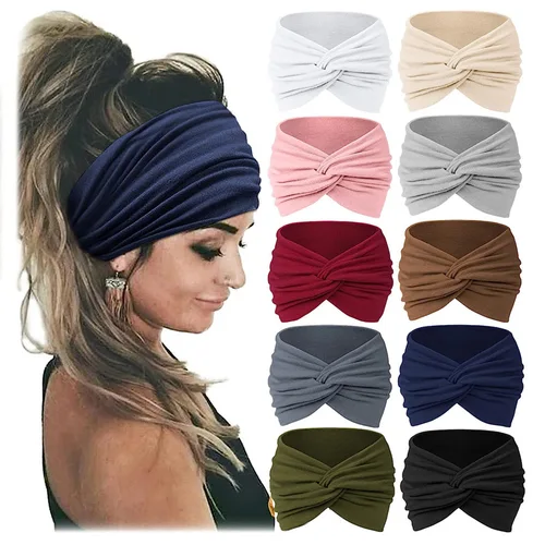 Imagen 2 del producto Diademas africanas anchas para mujer, turbante Extra, bandas para la cabeza para mujer, entrenamiento deportivo grande, bandas para el cabello grandes antideslizantes elásticas