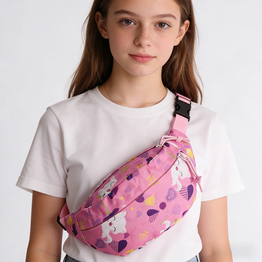 Single-Piece Children's Waist Bags, Children's Crossbody Bags, Children's Belt Bags, Cats and Unicorns, Suitable for Traveling