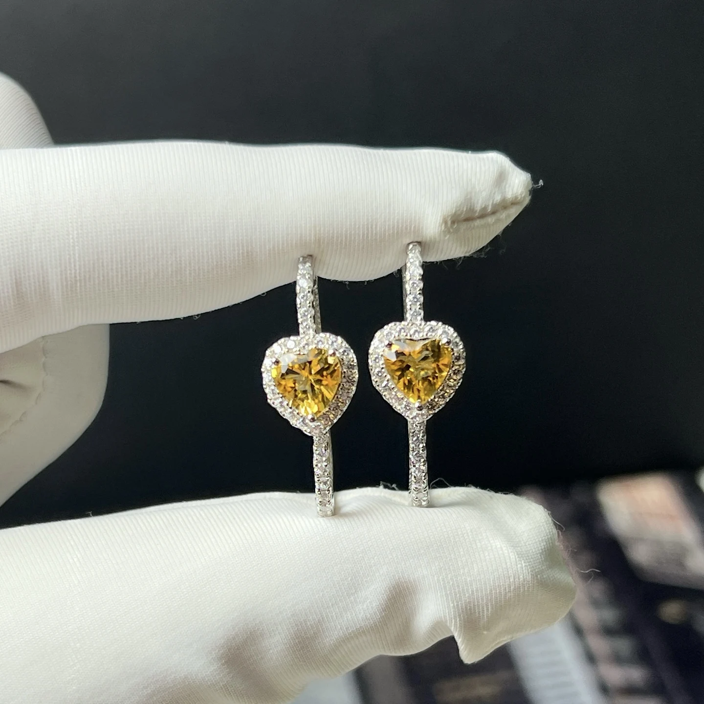 

HT25 Fine Jewelry Solid 925 Sterling Silver Natural Yellow Citrine or Green Olivine Gemstones Earrings for Women Fine Presents