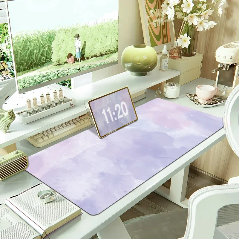 Office Simple Watercolor Green Gradual Change Leather Mouse Pad Oversized Spring High Value Computer Desk Table Pad Keyboard Pad