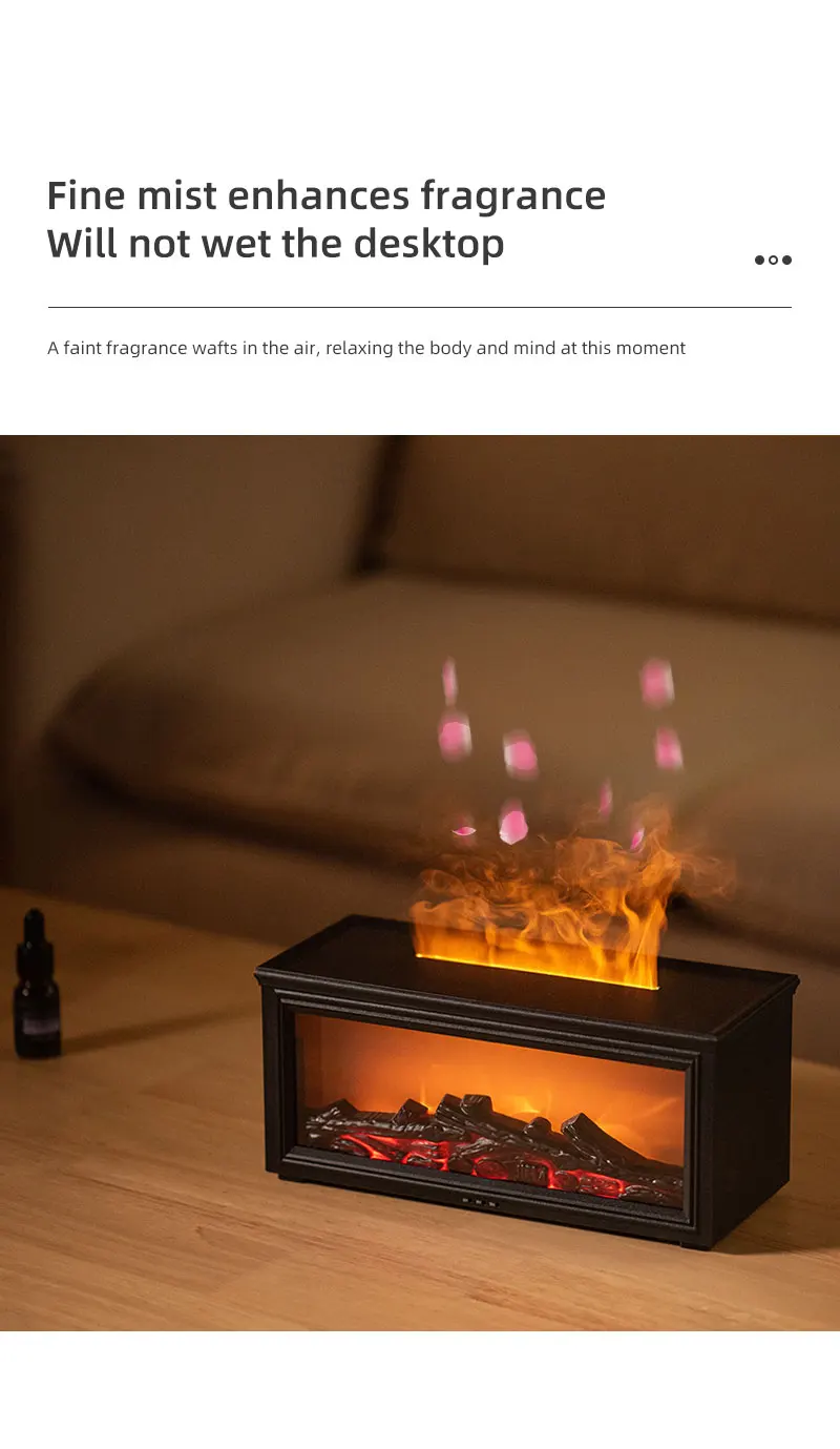 7 Colors of Essential Oil Fireplace Diffuser Mini Flame Aromatherapy Fireplace Humidifier Aromatherapy Oil Diffuser