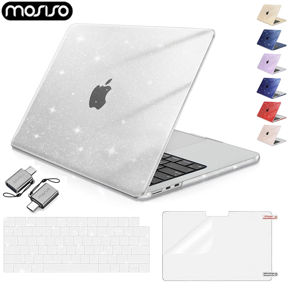 Glitzernde Laptoptasche für 2025, MacBook Air 13 15 Pro 14 16 Zoll M4 M3 M2 M1 A3240 A3113 A3241 A3185 A2918 A3403 A2991 Hartschale