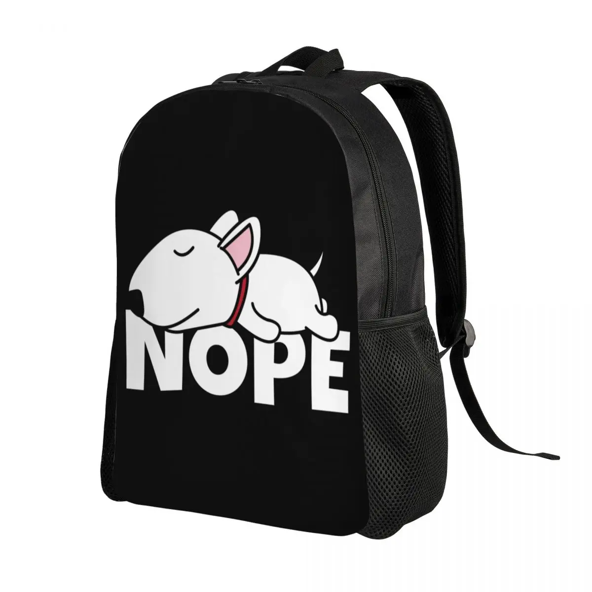 Personalized Nope Bull Terrier Dog Lazy Backpack Women Men Basic Bookbag for College School Animal Pet Bags