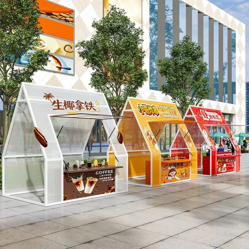 For Outdoor Large Market Stall Display Stand Mobile Food Street Snack Booth Square Night Market Vendor Table Portable Folding
