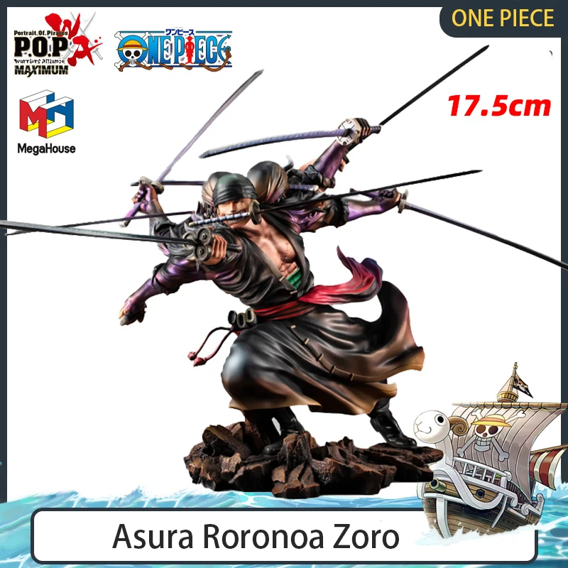 

In Stock Genuine MegaHouse MH POP MAX One Piece Anime Figure 17.5cm Roronoa Zoro Nine Swords Asura Toy Gift PVC Model Decoration