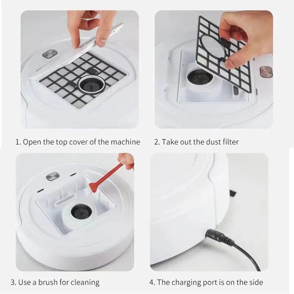 

Робот-пылесос с USB-зарядкой, мощность всасывания 1000 Па (белый)