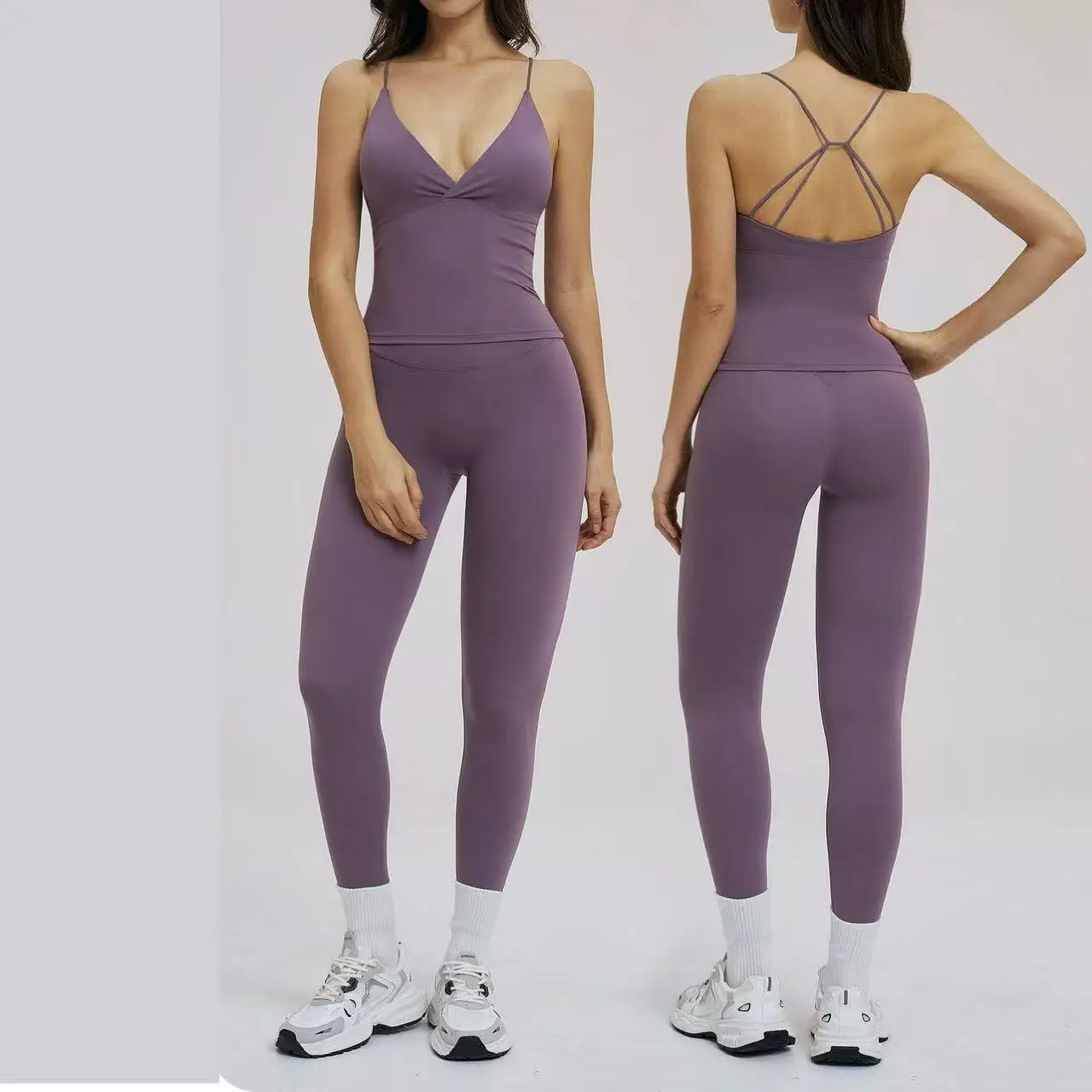 

Ningyu 2PCS Women's Tracksuit Yoga Set Workout Quick Dry Sports Gym Set High Waist Leggings Fitness Sports Suit Cycling Yoga Set