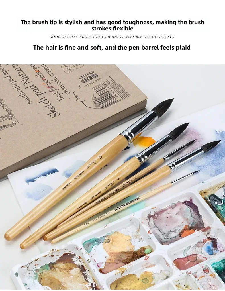 1 Stück Russische Weiße Nächte Sonnet Künstler Grade Professionelle Eichhörnchen Haar Malerei Pinsel Stift, Für Aquarell, Gouache Malerei – Detail 5