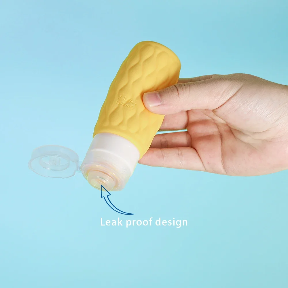 4 bottiglie da viaggio in silicone da 100 ml set per articoli da toeletta perdite comprimibili per shampoo cosmetico crema balsamo lozione sapone