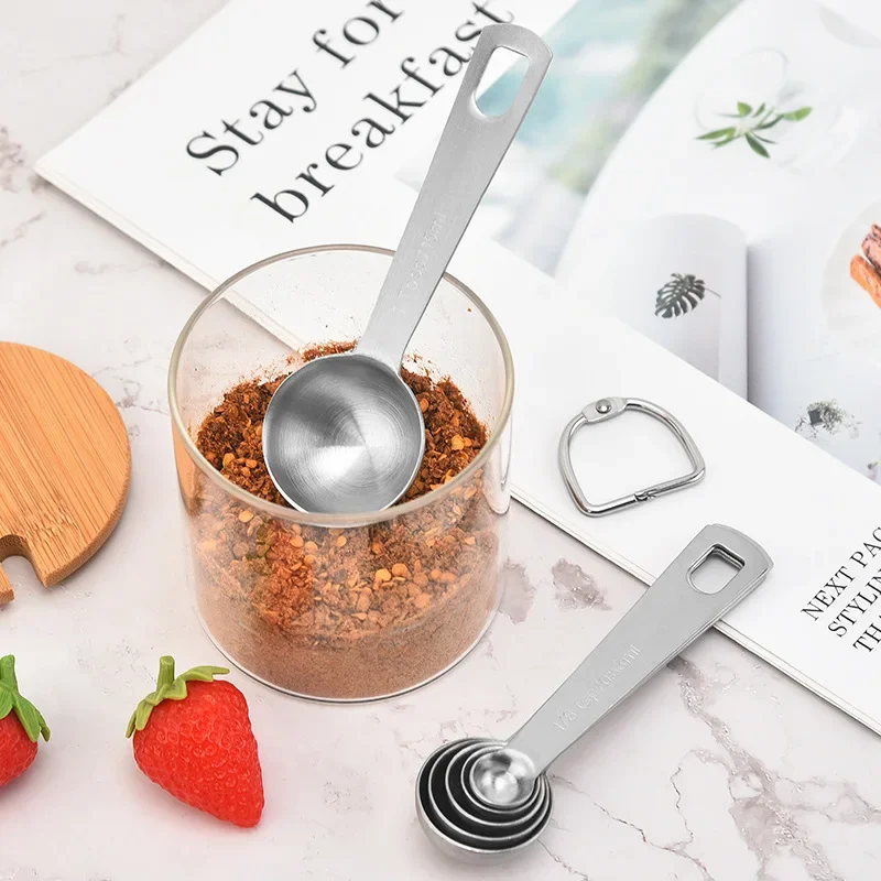 5/6/7/8/9/10Pcs Multipurpose Measuring Spoon with Scale Stainless Steel Measure Scoop For Coffee Powder Sugar Baking Supplies